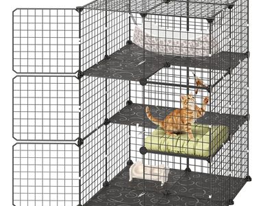 VEVOR Large 3-Tier Metal Wire Cat Cage Playpen with Hammock
