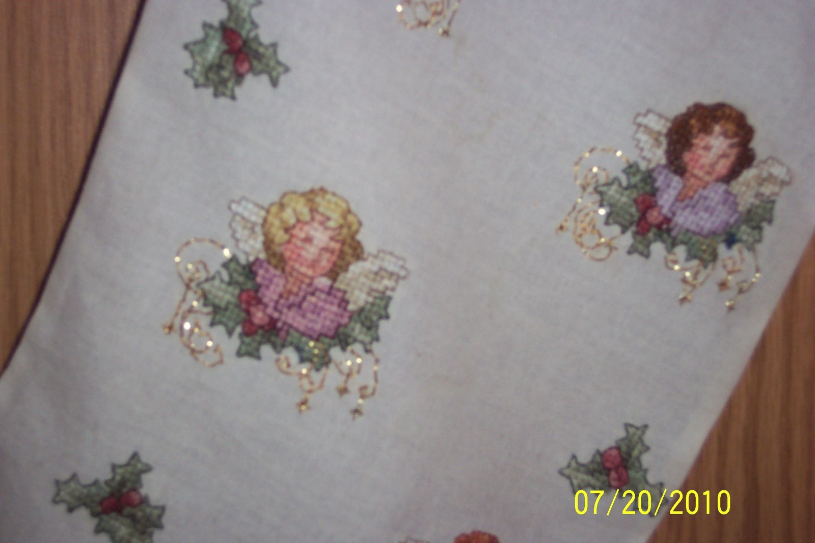 Angels of Christmas cross-stitch Christmas stocking