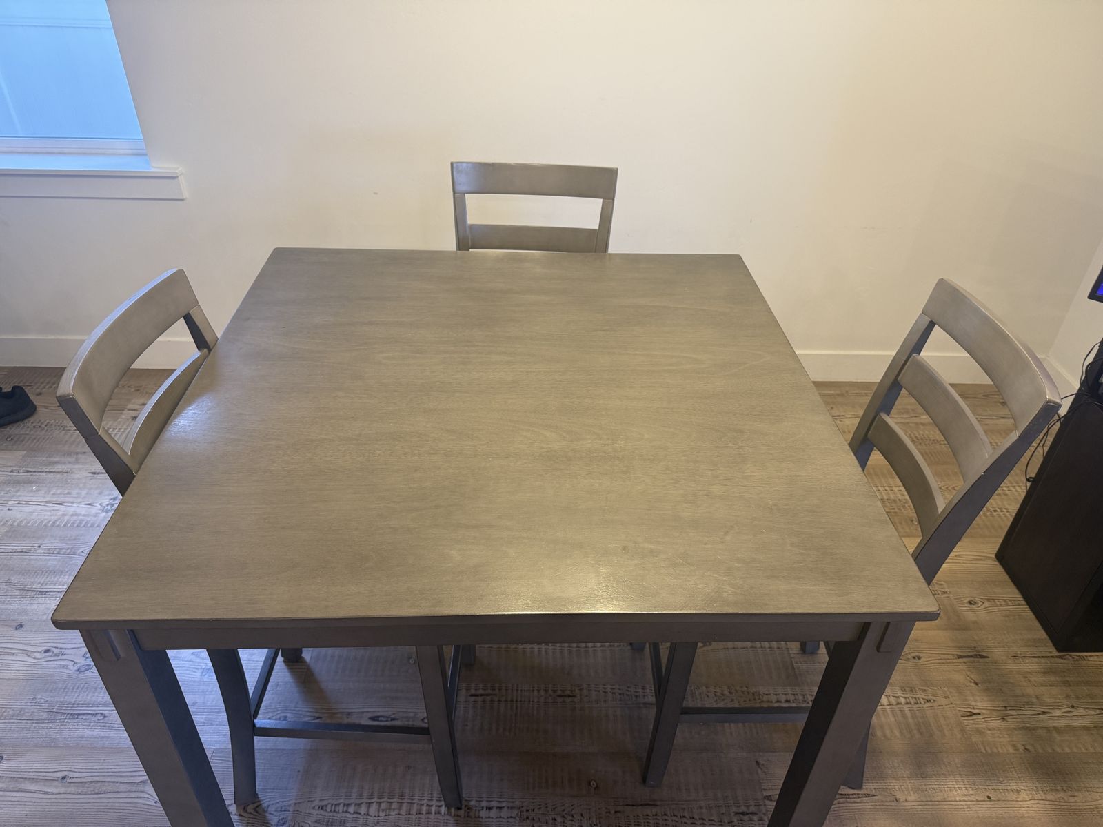 Gray Dining Table Set with Square Table and Four Chairs