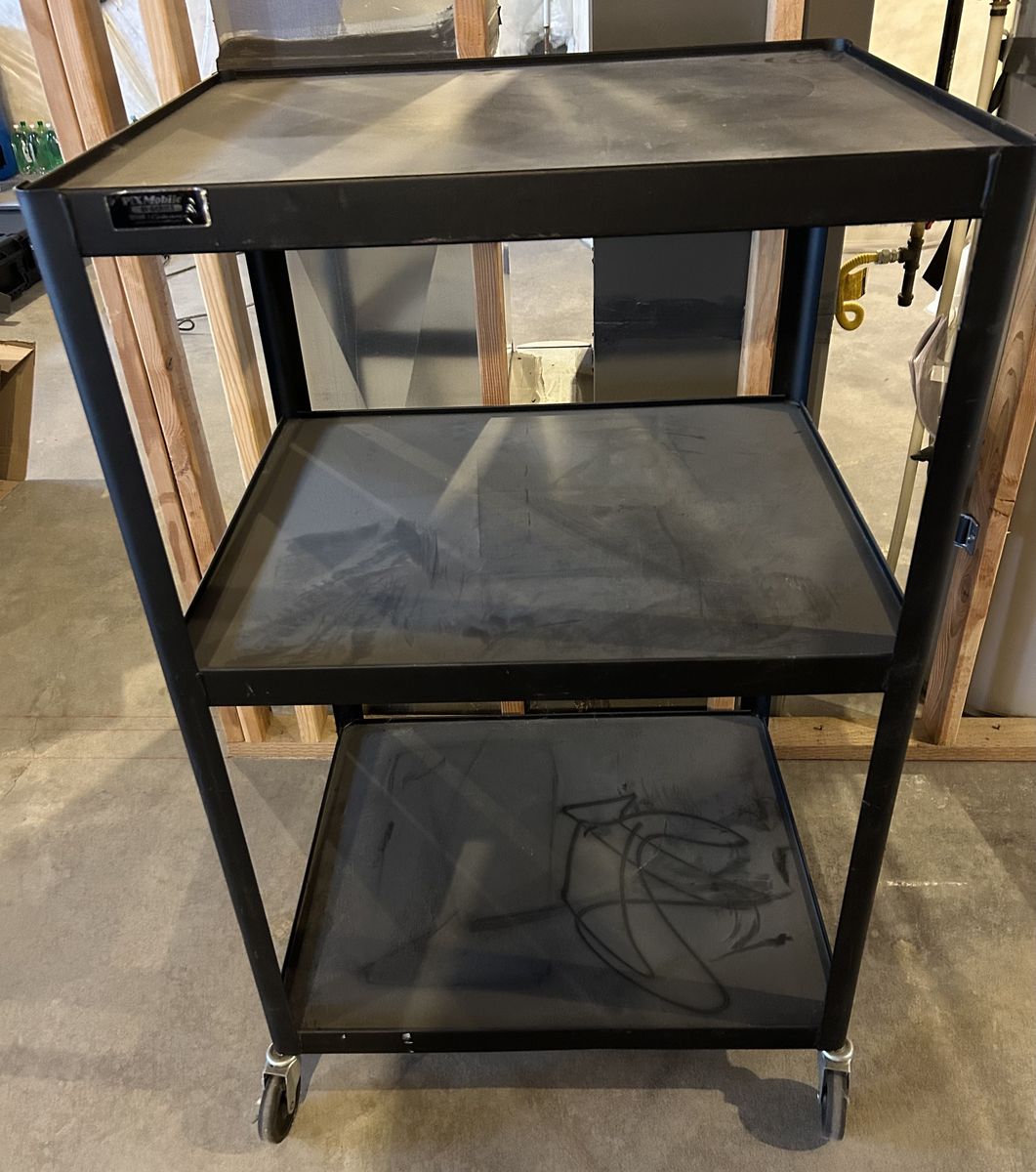 Black 3-Shelf Utility Cart with Wheels - Used