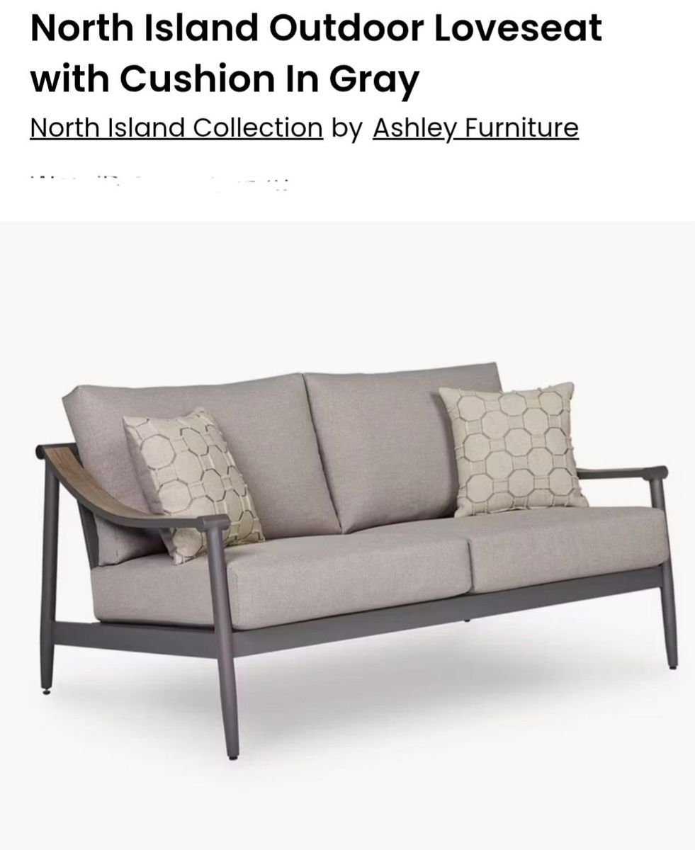 Ashley Furniture North Island Outdoor Loveseat - Gray Brand New