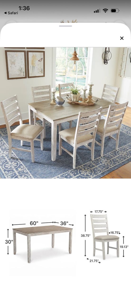 NEW IN BOX Unopened Rustic Farmhouse 7-Piece Dining Table Set with 6 Ladder Back Chairs