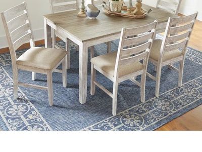 NEW IN BOX Unopened Rustic Farmhouse 7-Piece Dining Table Set with 6 Ladder Back Chairs