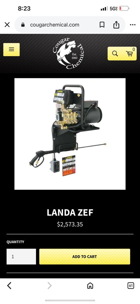 Landa Commerical Presure Washer2000 Psi  120 Volt
