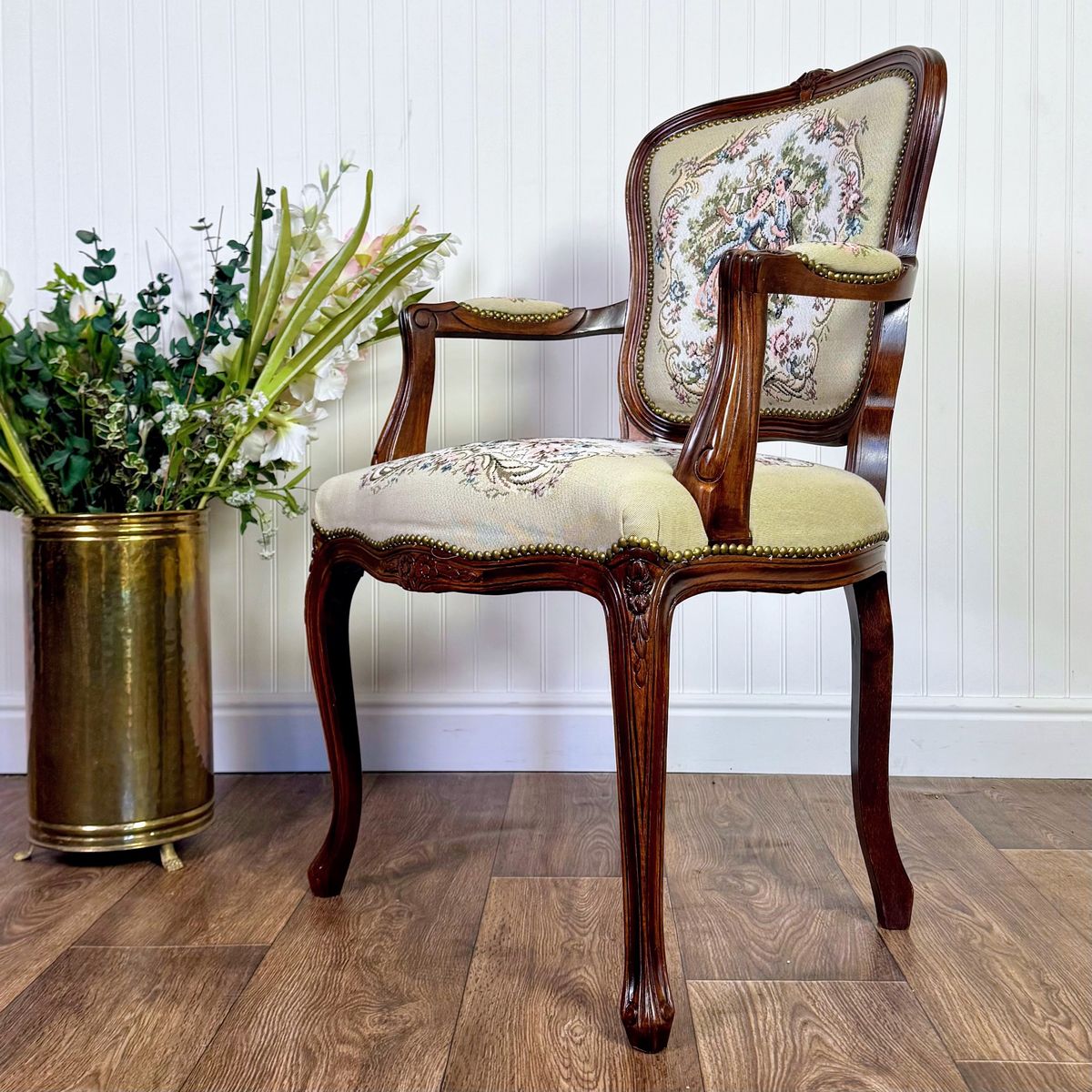 French Provincial Needlepoint Tapestry Armchair