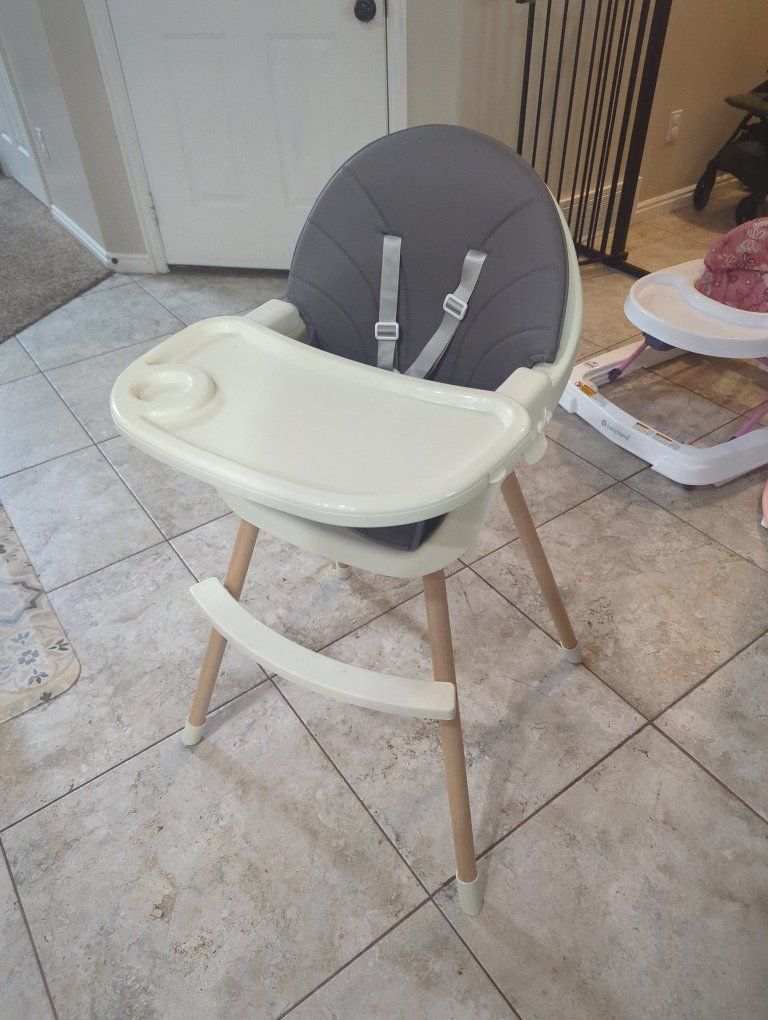 Ingenuity Fawn High Chair Convertible Baby Feeding Seat Beige/Gray Clean