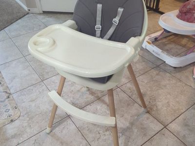 Ingenuity Fawn High Chair Convertible Baby Feeding Seat Beige/Gray Clean