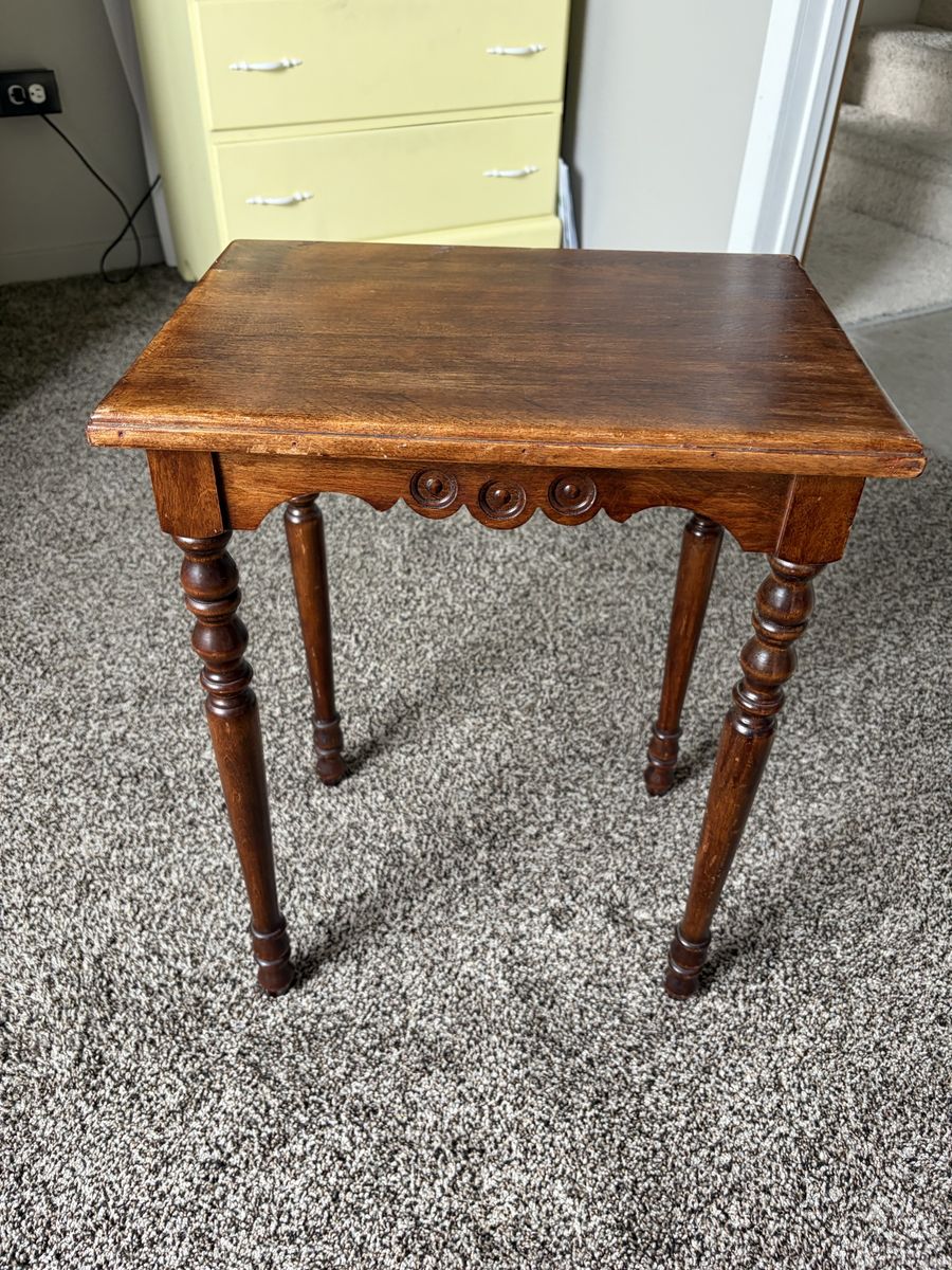 Antique Solid Wood End Table