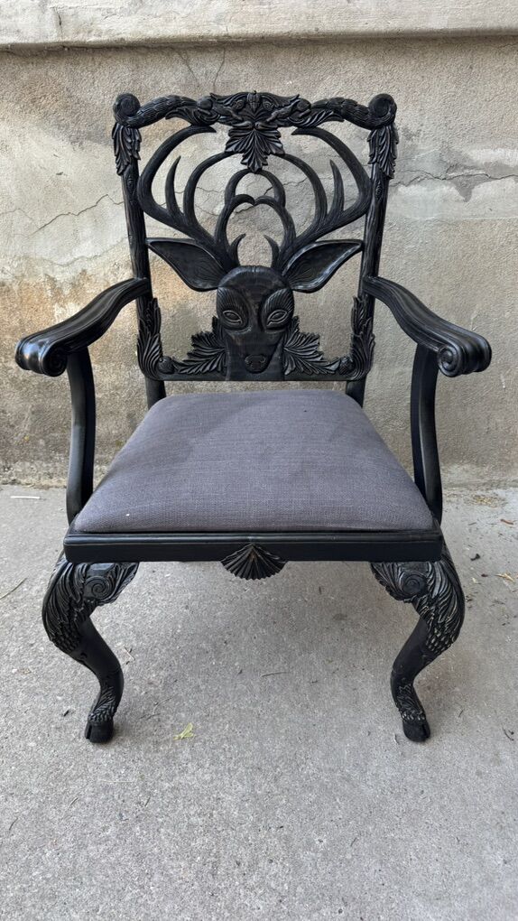 Handcarved Anthropologie Deer Chair