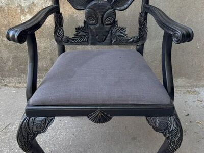 Handcarved Anthropologie Deer Chair