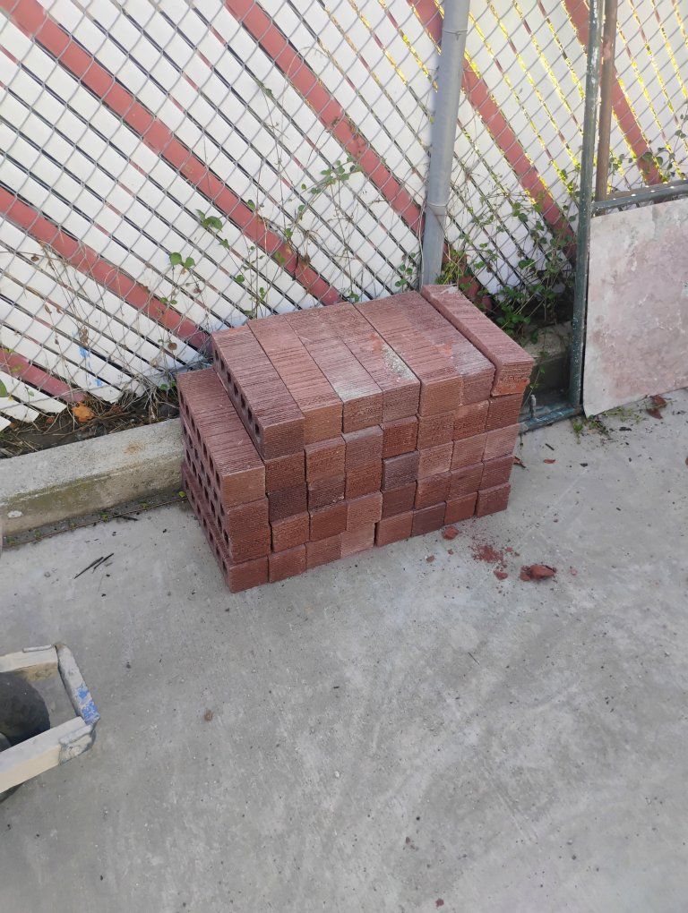 Red Bricks Stacked Lot Used Masonry Materials