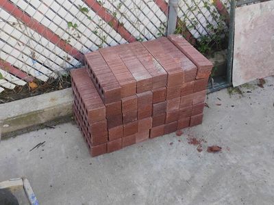 Red Bricks Stacked Lot Used Masonry Materials