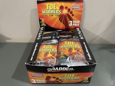 NEW BOX 60 pairs Peel-N-Stick TOE WARMERS 20 Packs-3 pair per pack (60 pairs)