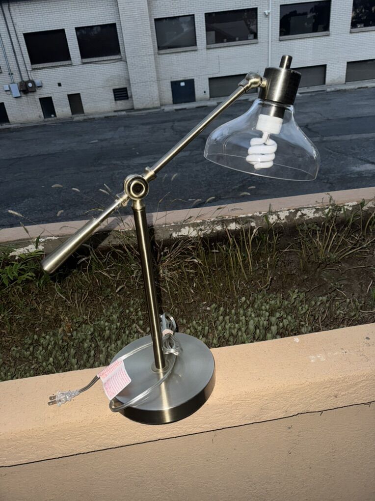 Heavy Brushed Brass Desk/Accent Lamp