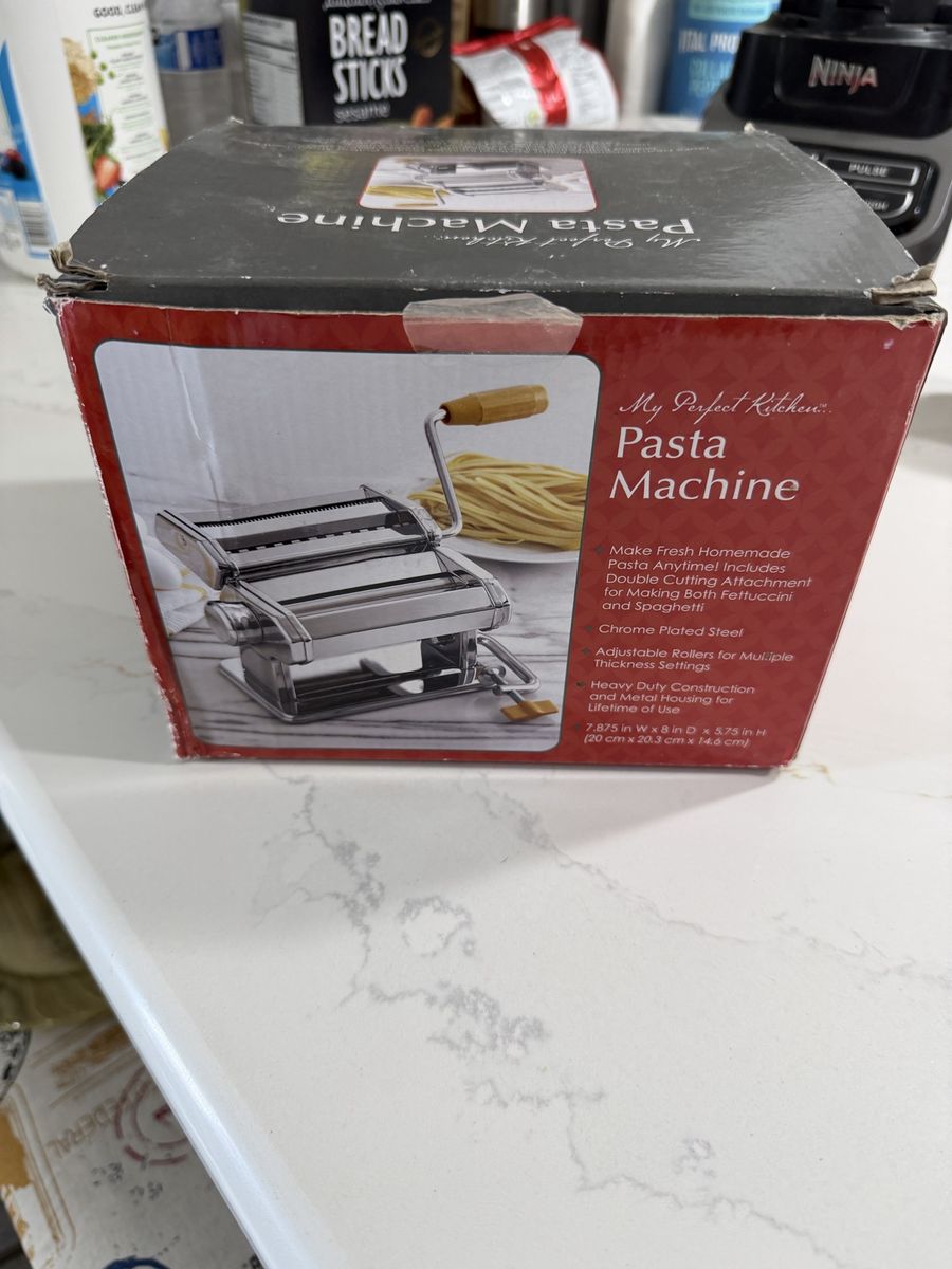 My Perfect Kitchen Pasta Machine Chrome Plated Steel with Double Cutting Attachment