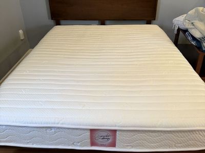 Wood bed frame and mattress