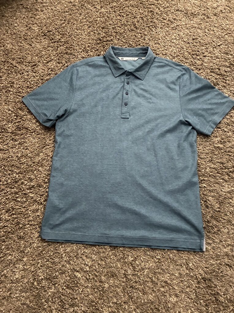 Travis Mathew Mens Shirt Large Denim Blue