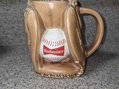 Vintage 1986 Budweiser Baseball Mitt Stein Mug - Handcrafted for Anheuser Busch, Made in Brazil