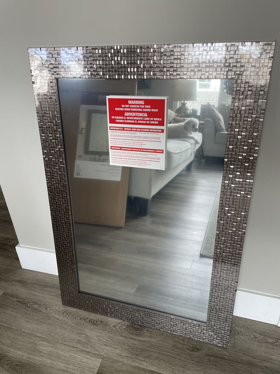 New 24.5 x 35.5 inch mosaic framed mirror