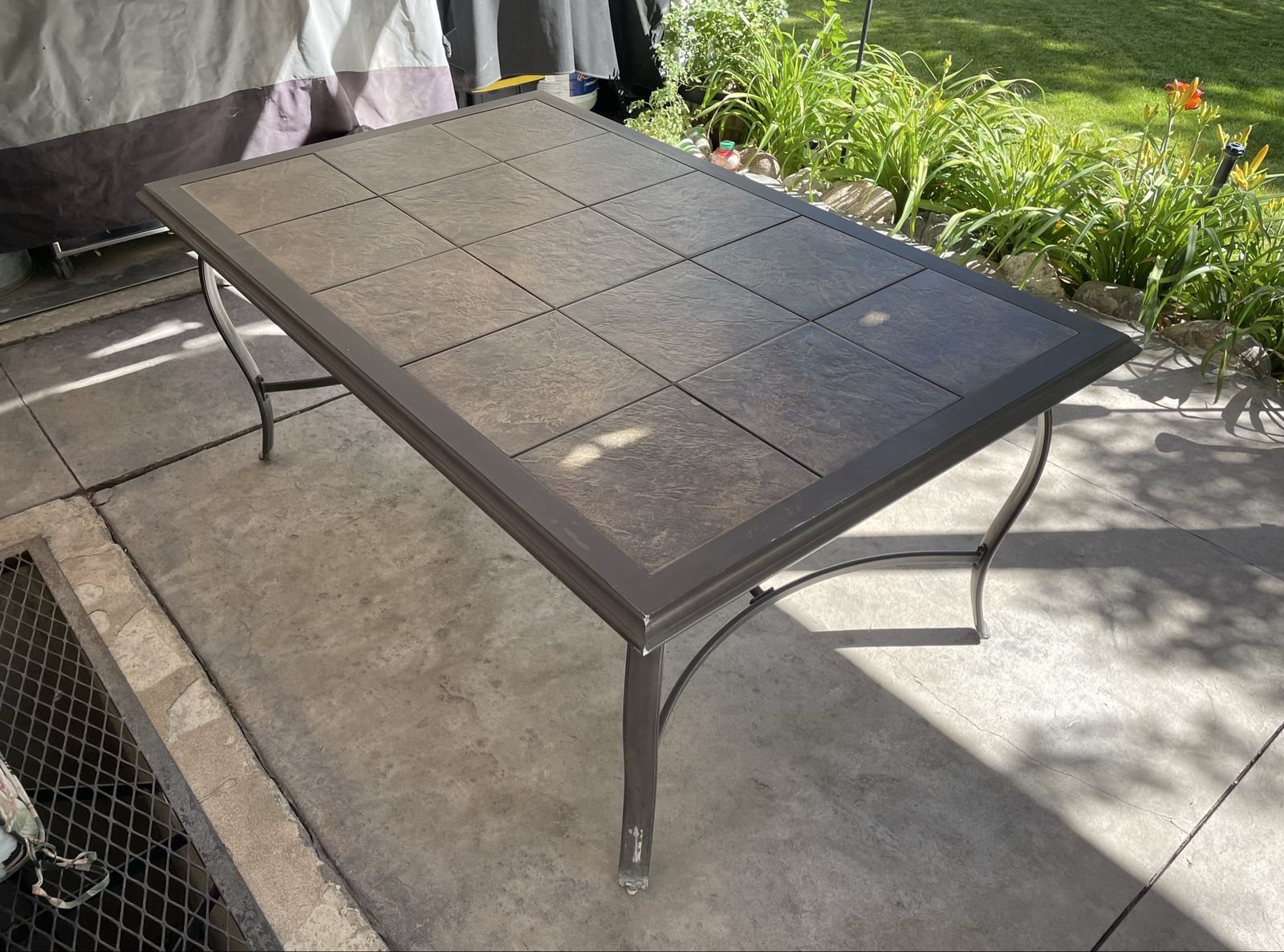 Outdoor Patio Dining Table with Tile Top - Durable & Stylish