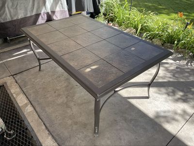 Outdoor Patio Dining Table with Tile Top - Durable & Stylish