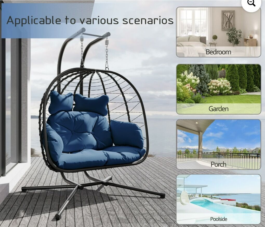 Double Wicker Swing Egg Chair