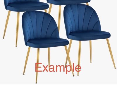 Newnno Velvet Dining Chair Modern Upholstered Armless with Metal Legs, Black, Set of 4
