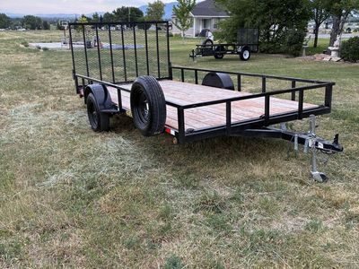 Big Bubba’s deluxe model Utility Trailer, Wood Deck, Steel Frame, Black, Excellent Condition 7 x 14 ft