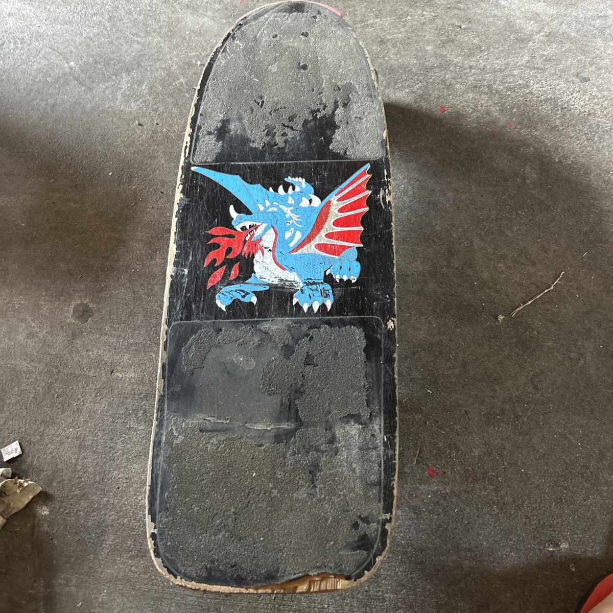 Vintage 80"s Skateboard Dragon on both sides of Deck. Great Wall Art.