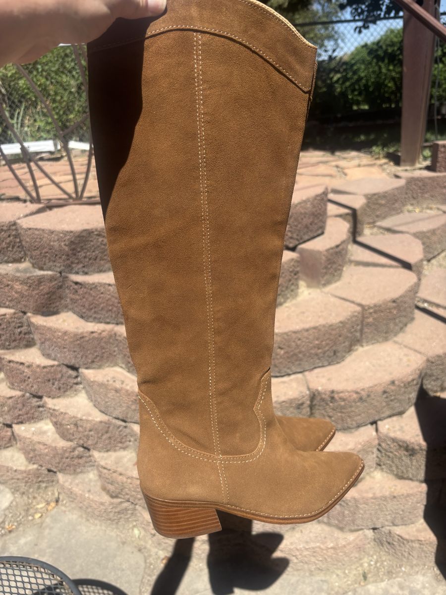 Nine West Women's Tan Suede Western Knee-High Boots size 8 woman’s 