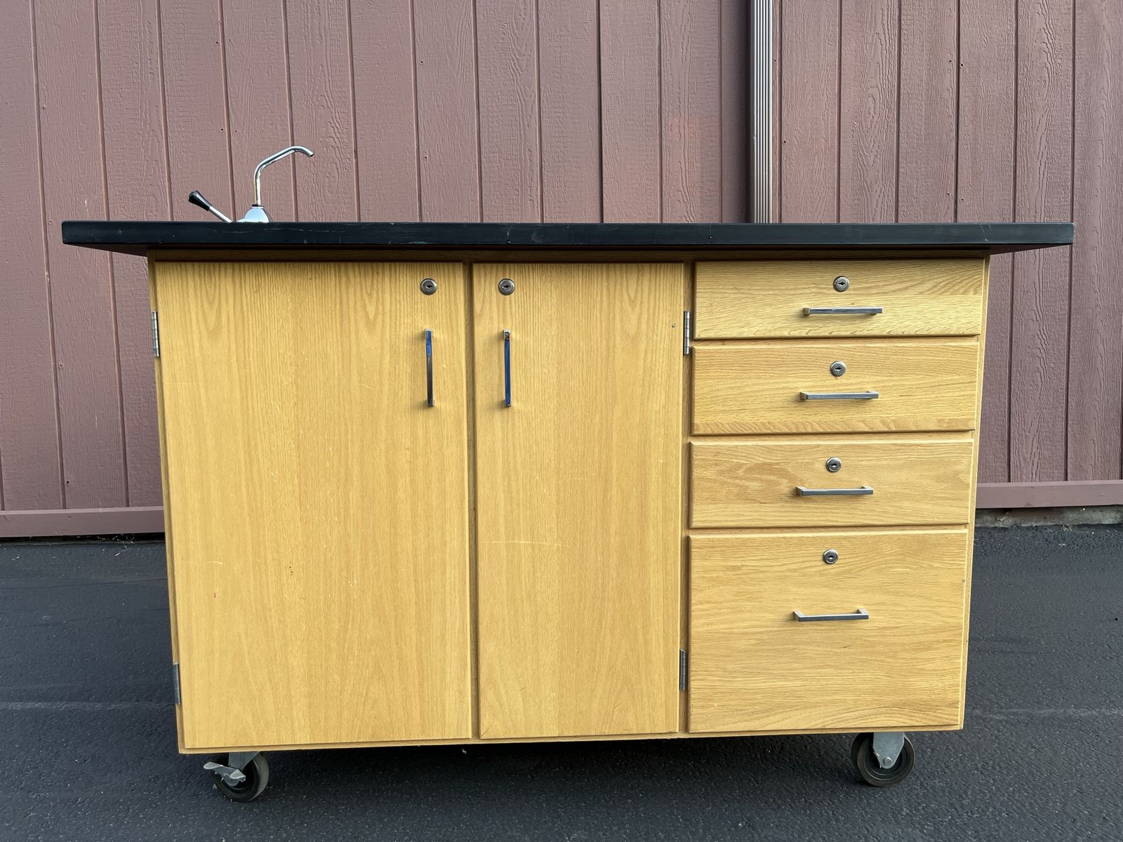 Portable Lab Station Mobile Sink Storage Cabinet Garage Storage Workbench