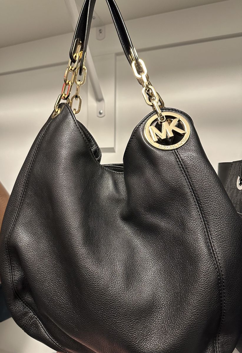 Michael Kors Black Large Leather Lillie Shoulder Bag