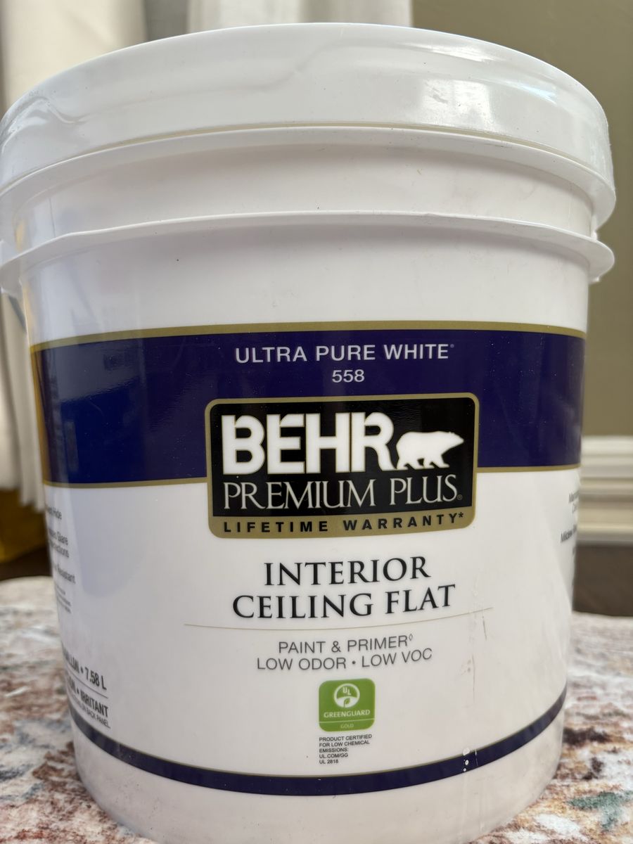 BEHR Premium Plus Ultra Pure White 558 Interior Ceiling Flat Paint & Primer - 2 Gallon