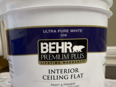 BEHR Premium Plus Ultra Pure White 558 Interior Ceiling Flat Paint & Primer - 2 Gallon