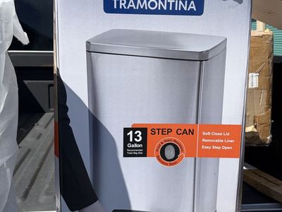 Tramontina 13-Gallon Stainless Steel Step Trash Can (dents pictured)