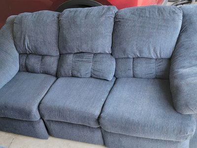 Blue Fabric Sofa & Loveseat Set (Dual Reclining)