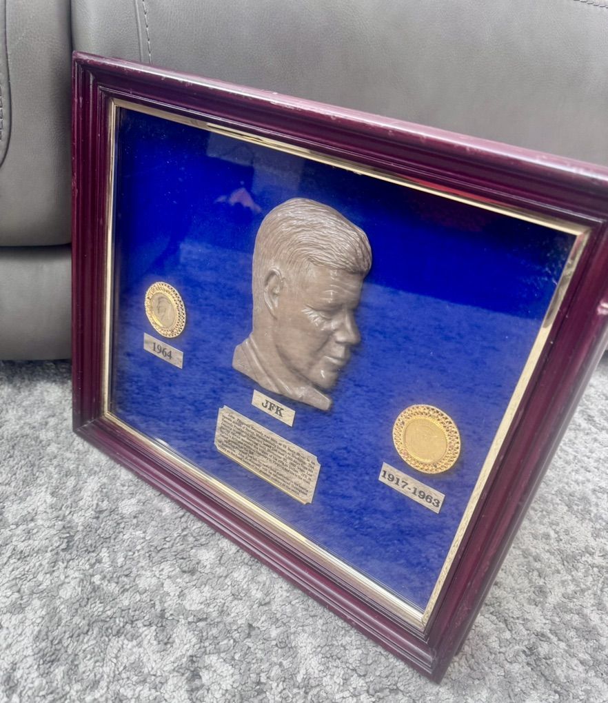 Vintage JFK Commemorative 24 Carat Coin Plaque
