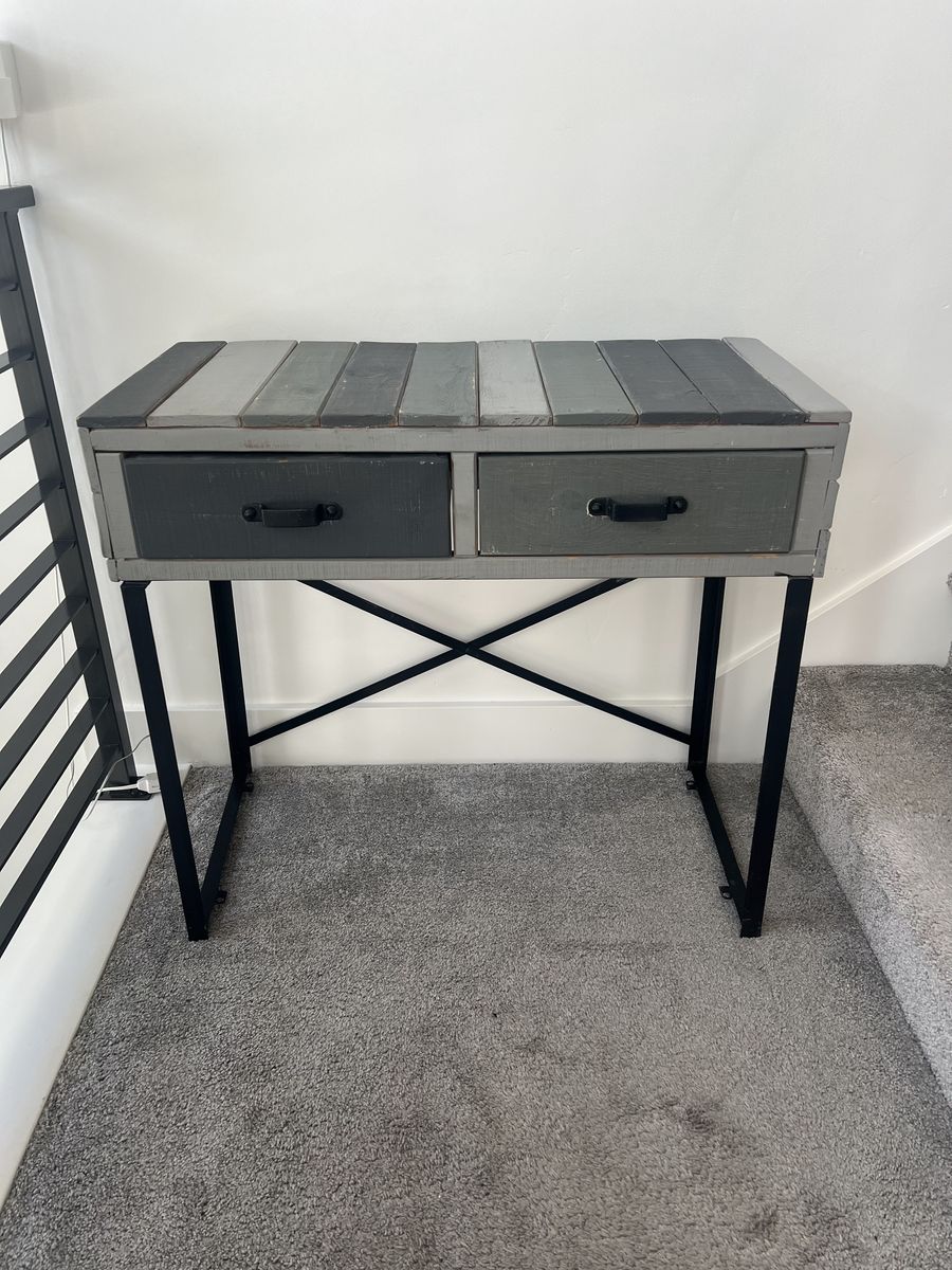 Gray Multi-Tone Wood Top Console Table with 2 Drawers