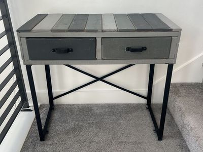 Gray Multi-Tone Wood Top Console Table with 2 Drawers