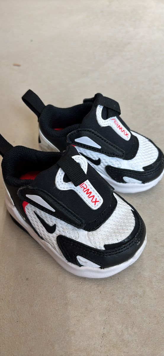 Nike Air Max Black White Red Baby Toddler Sneakers Hook & Loop Closure