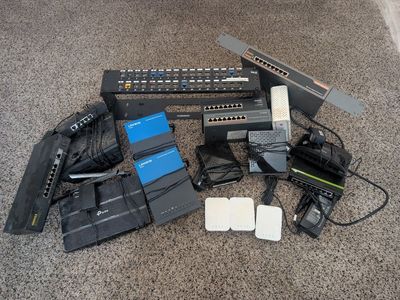 Mixed Lot: Network Routers, Switches, Patch Panels, & Access Points - Linksys, TP-Link, D-Link