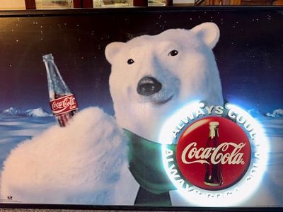 Neon Coca Cola Polar Bear sign vintage 1994