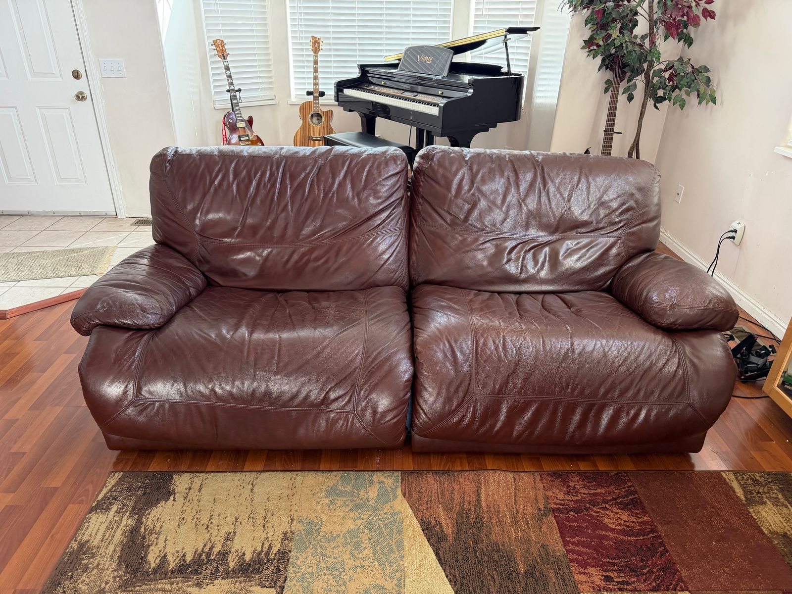 Leather Lazy boy power recliner couch and loveseat