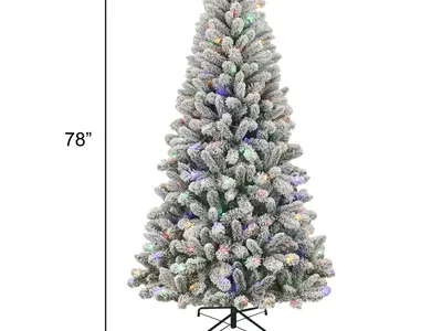 Christmas tree 6.5' Pre-Lit Green Flocked Frisco Pine