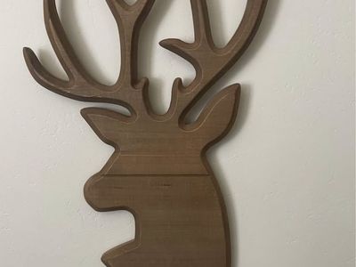 Wooden Deer Head Wall Decor - Rustic Farmhouse Style Buck Antlers