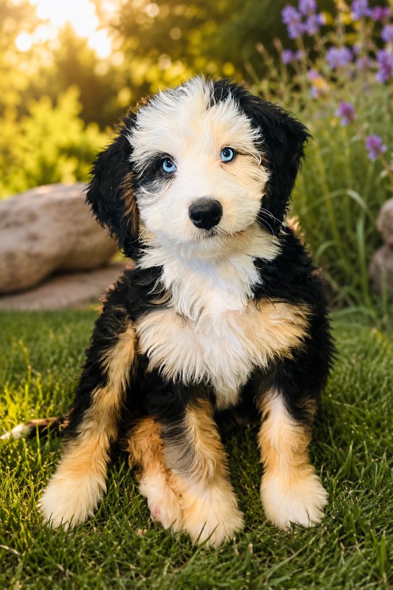 Rare Blue EYED Tri Bernedoodles!!