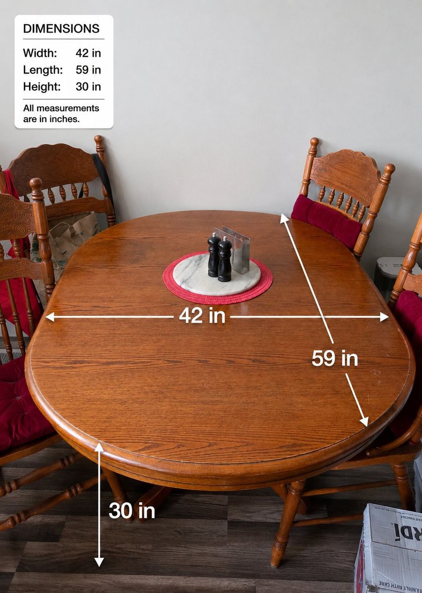 Dining table with 4 chairs.