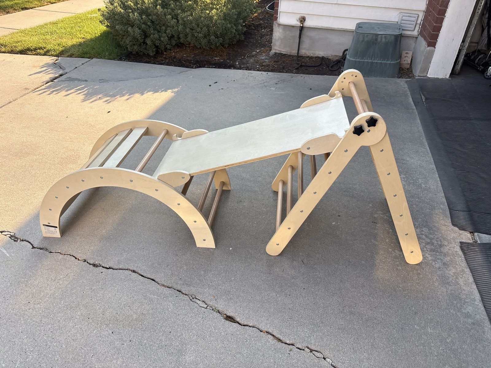 Wooden Pikler Triangle Set with Arch and Reversible Slide Ramp - great for toddlers