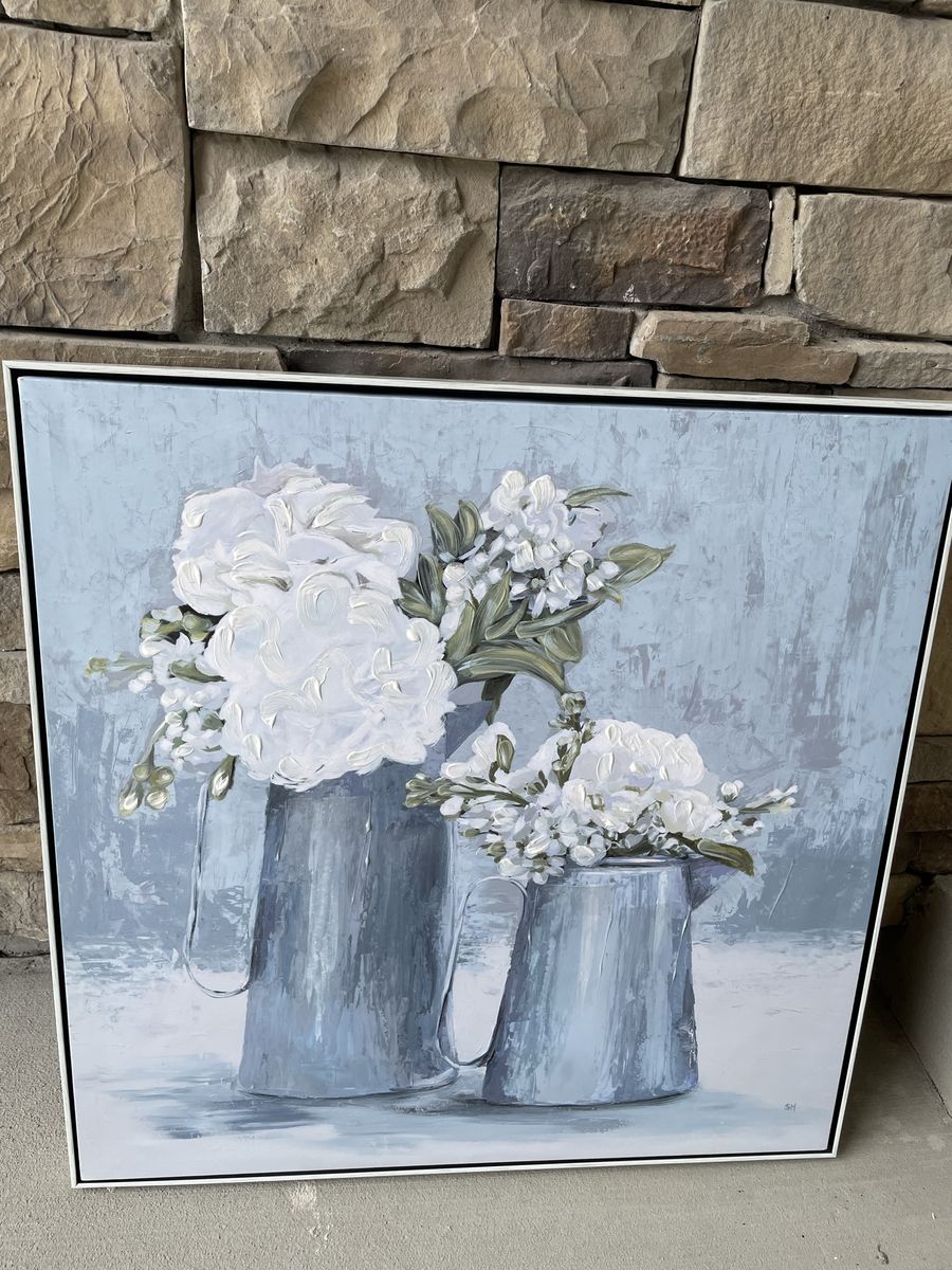 31x31” large texture floral canvas wall art hanging decor