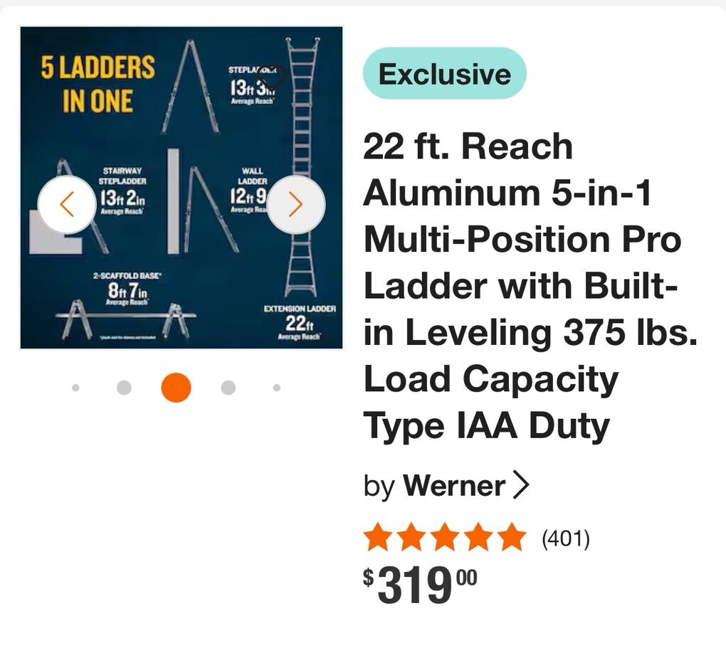 Warner 5 in 1 Extension Ladder 22'